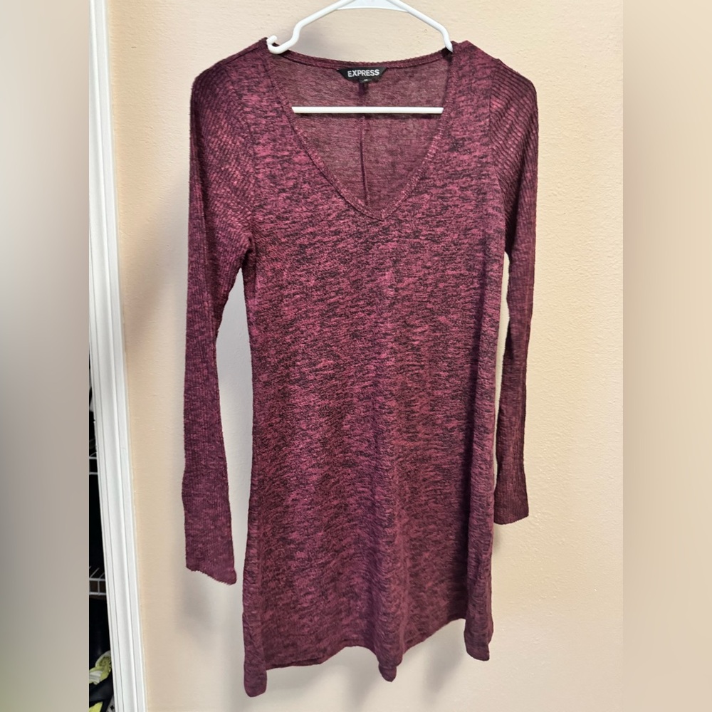 Express Burgundy Long Sleeve Dress